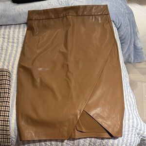 RW&CO. Tan Leather Pencil Skirt
